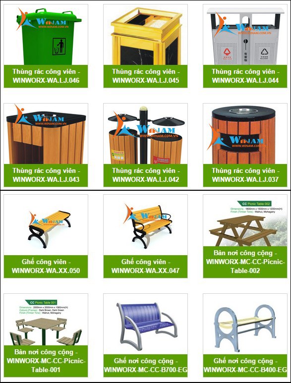 Winam cung cấp thùng rác công cộng, bàn ghế công cộng và công viên trên toàn quốc
