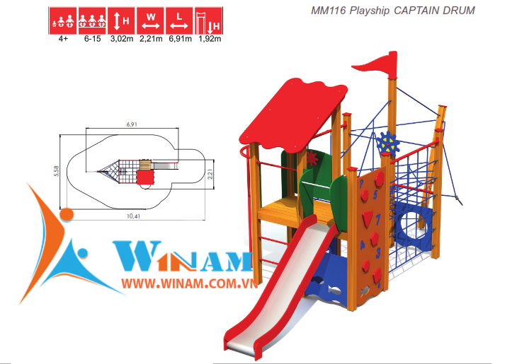 Khu vui chơi liên hoàn- Winplay - MM116 CAPTAIN DRUM