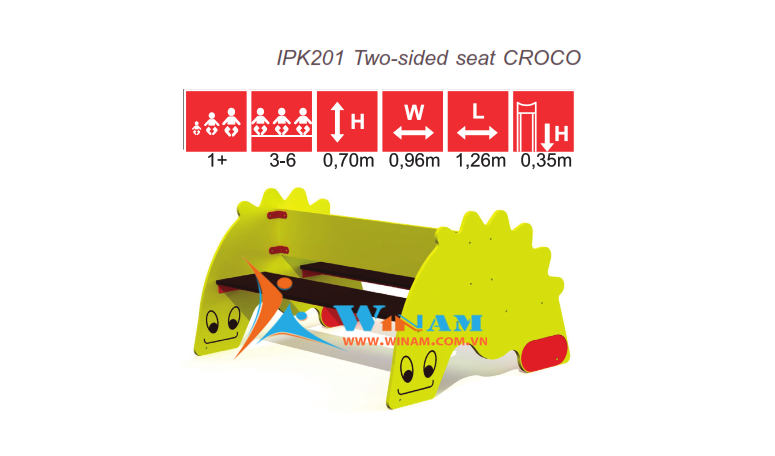 Bàn ghế ngoài trời - Winplay - IPK201 Two-sided seat CROCO