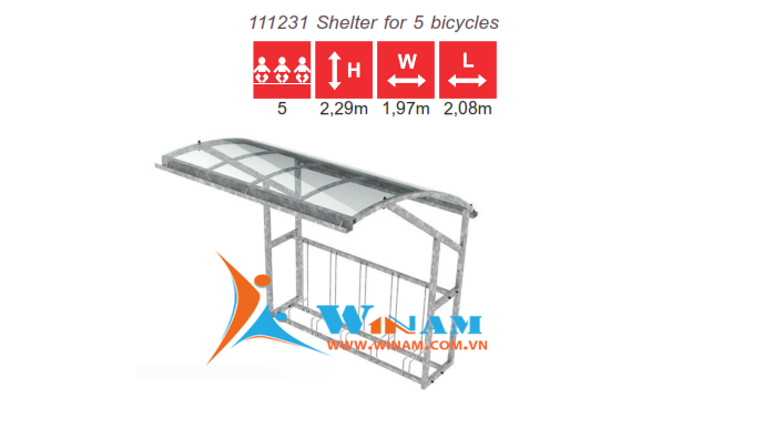 Nội thất ngoài trời - WinWorx- 111231 Shelter for 5 bicycles