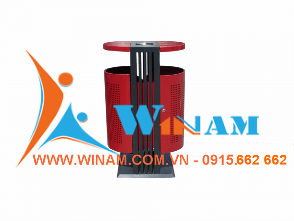 Thùng rác công viên - WINWORX - WABS47 Red Steel Waste Bin