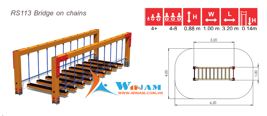 Thiết bị vận động thăng bằng - Winplay -RS113 Bridge on chains