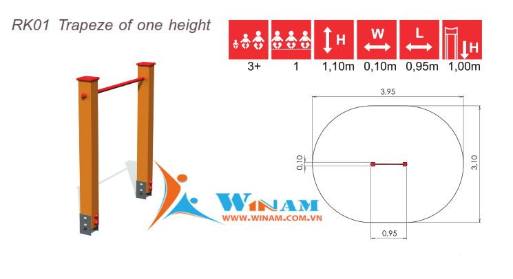Thiết bị vận động - Winplay - RK01 Trapeze of one height