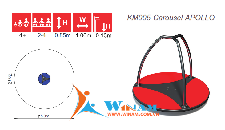 Thiết bị vận động cho trẻ em - Winplay - KM005 Carousel APOLLO