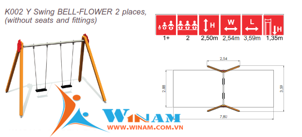 Xích đu - Winplay - K002 Y Swing BELL-FLOWER 2 places