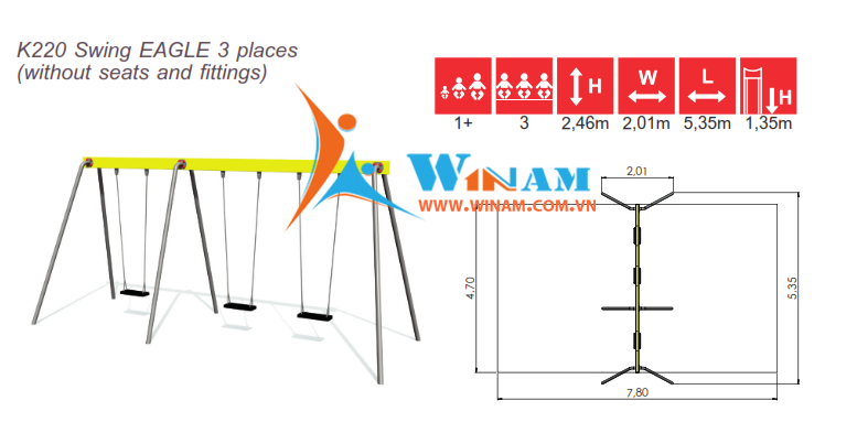 Xích đu - Winplay - K220 Swing EAGLE 3 places