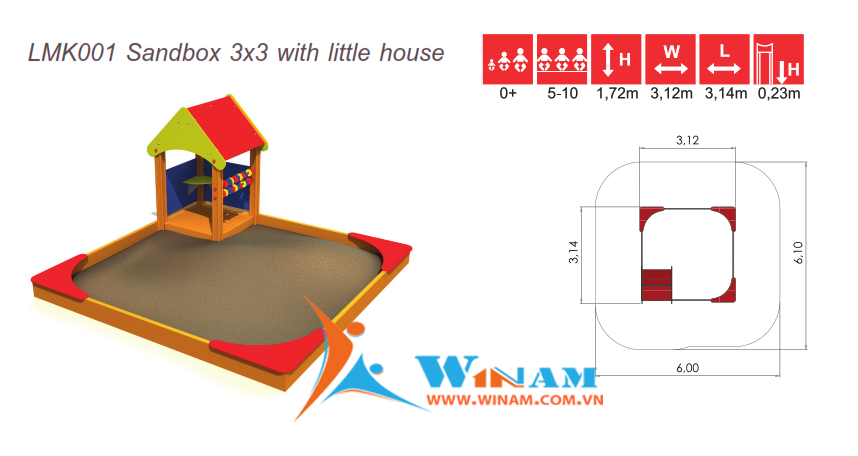 Hộp chứa cát - Winplay - LMK001 with little house