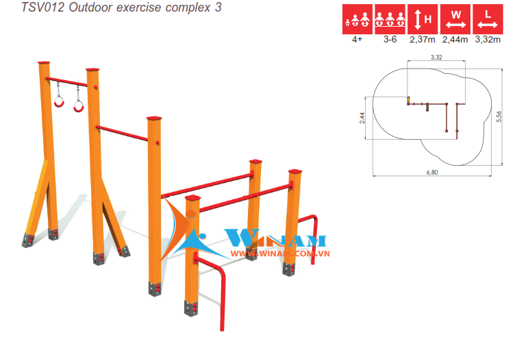 Thiết bị vận động thăng bằng - Winplay - TSV012 Outdoor exercise complex 3