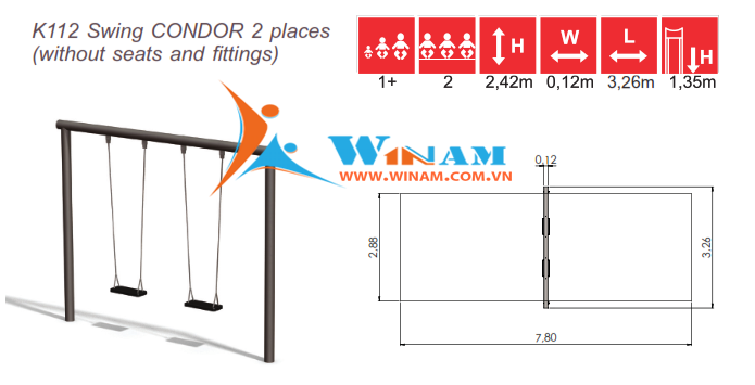 Xích đu - Winplay - K112 Swing CONDOR 2 places