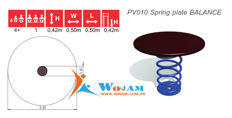 Thiết bị vận động thăng bằng - Winplay - PV010 Spring plate BALANCE