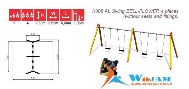 Xích đu - Winplay - K008 AL BELL-FLOWER 4 places