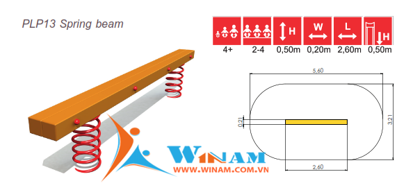 Thiết bị vận động thăng bằng - Winplay - PLP13 Spring beam