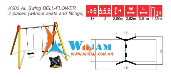 Xích đu - Winplay - K002 AL BELL-FLOWER 2 places