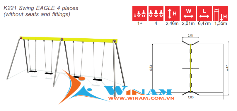 Xích đu - Winplay - K221 Swing EAGLE 4 places