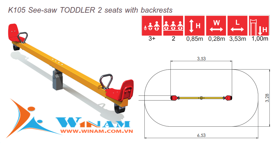 Bập bênh - Winplay - K105 See-saw TODDLER 2 seats