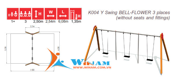 Xích đu - Winplay - K004 Y Swing BELL-FLOWER 3 places