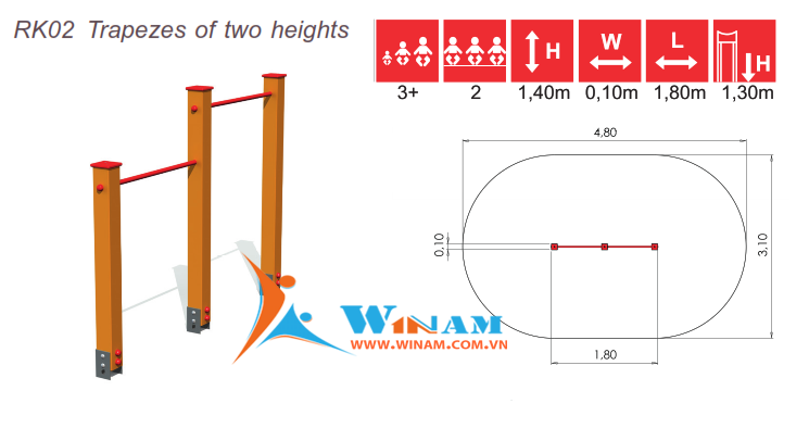 Thiết bị vận động - Winplay - RK02 Trapezes of two heights