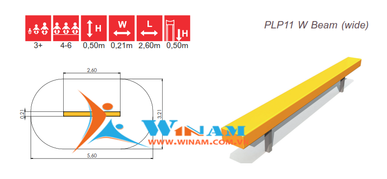 Thiết bị vận động thăng bằng - Winplay - PLP11 W Beam (wide)