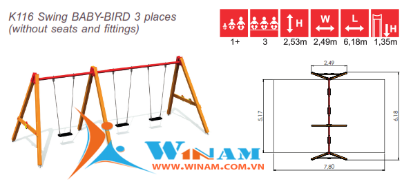 Xích đu - Winplay - K116 BABY-BIRD 3 places