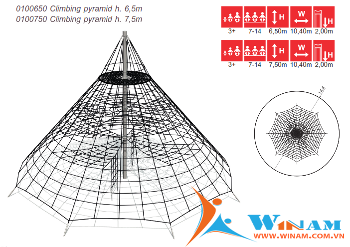 Thiết bị leo trèo - Winplay - 0100650 Climbing pyramid h. 6,5m; 7,5m 