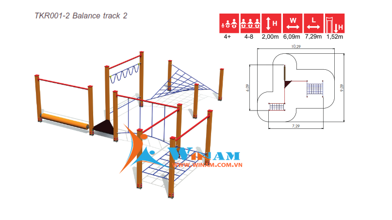 Thiết bị vận động thăng bằng - Winplay - TKR001-2 Balance track 2