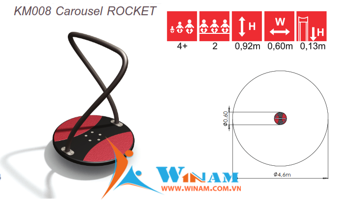 Thiết bị vận động trẻ em - Winplay - KM008 Carousel ROCKET