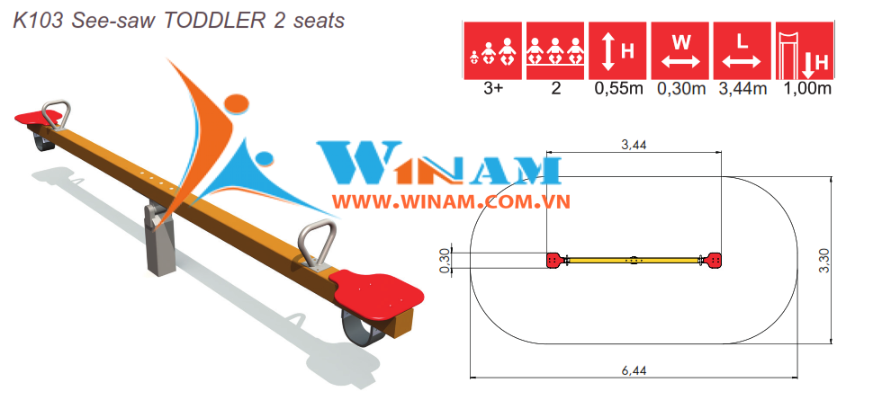 Bập bênh - Winplay - K103 See-saw TODDLER 2 seats